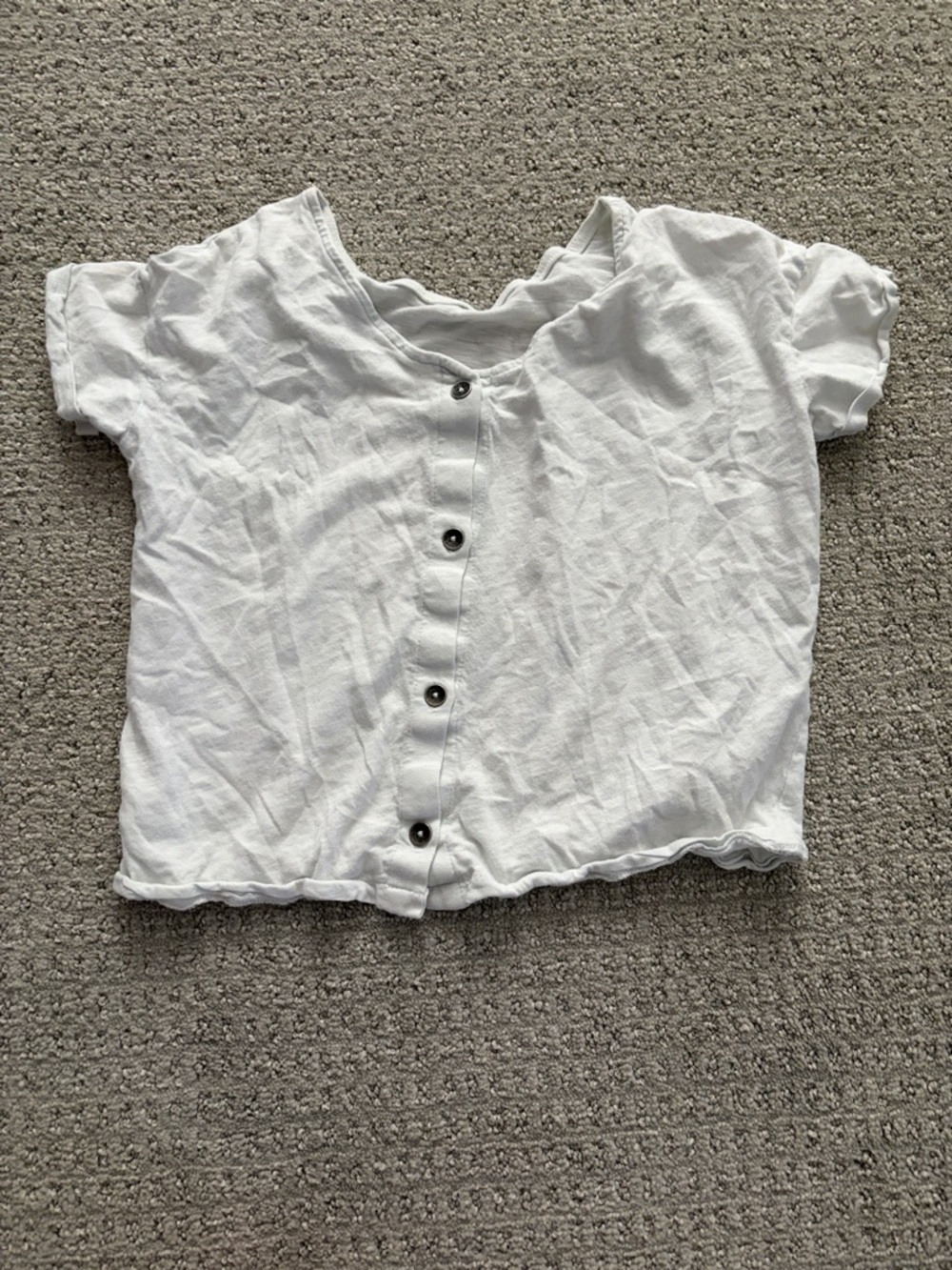 Roxy White Button-Front Kids Crop Top